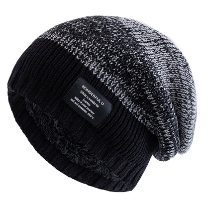 Female Winter Mixing Color Label Decor Knitted Hats Hot Sale Women Slouchy Winter Hats Plush Fur Li 12