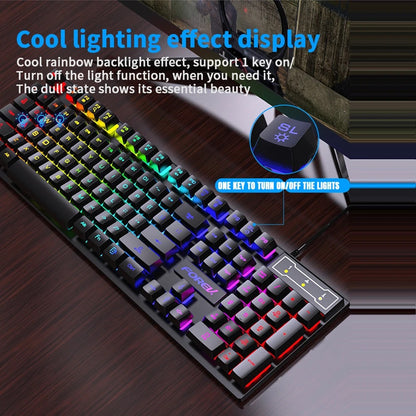 Mechanical Feel Keyboard RGB Color Gaming USB Wired Keyboard Standard Keyboard For Windows Laptop C 3