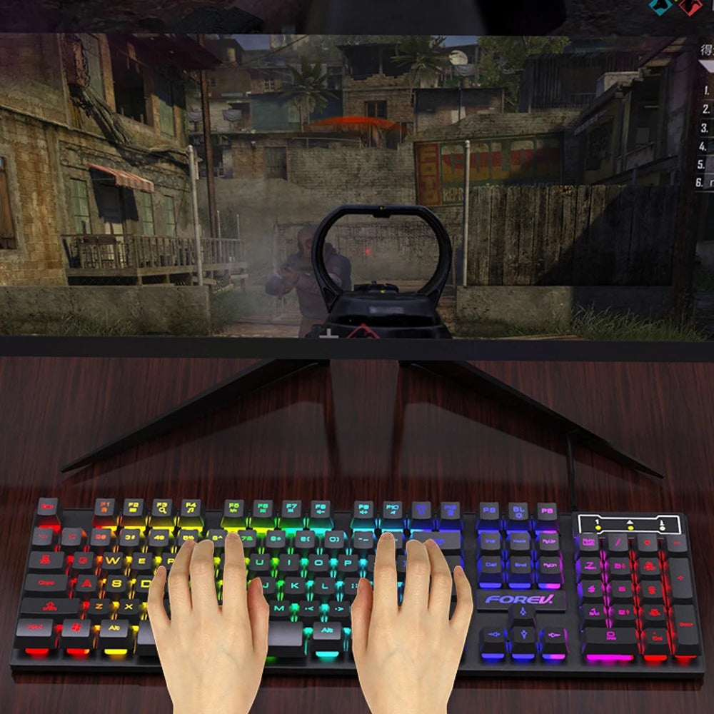 Mechanical Feel Keyboard RGB Color Gaming USB Wired Keyboard Standard Keyboard For Windows Laptop C 4