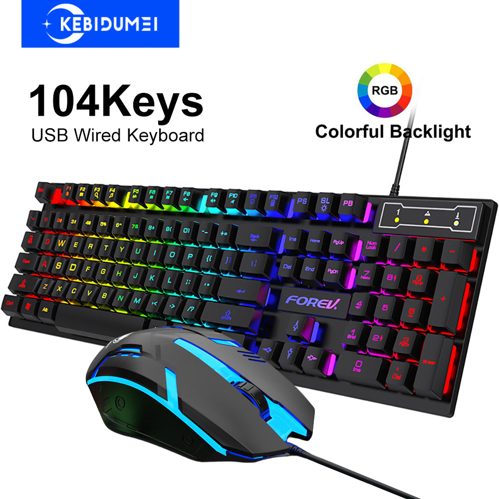 Mechanical Feel Keyboard RGB Color Gaming USB Wired Keyboard Standard Keyboard For Windows Laptop C 7