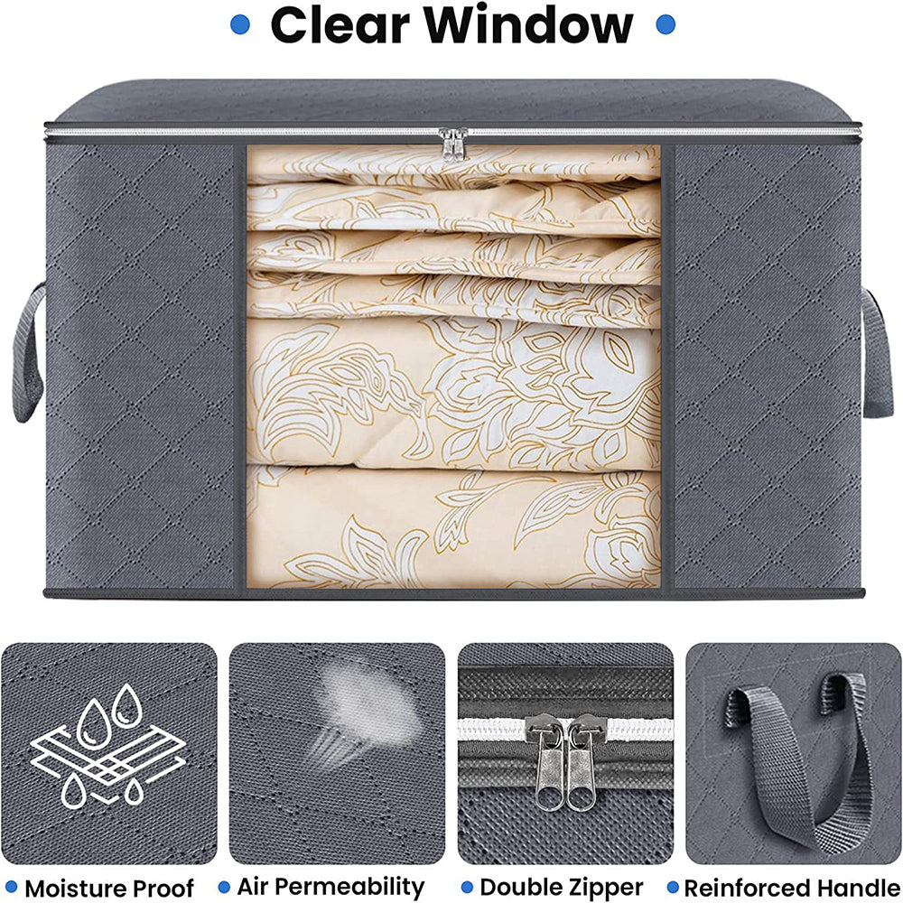 Foldable Blanket Storage, Large Capacity Clothes Storage Bag, Bedroom Closet Containers for Organizing
