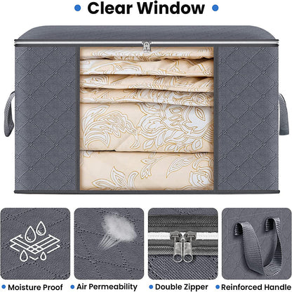 Foldable Blanket Storage, Large Capacity Clothes Storage Bag, Bedroom Closet Containers for Organizing