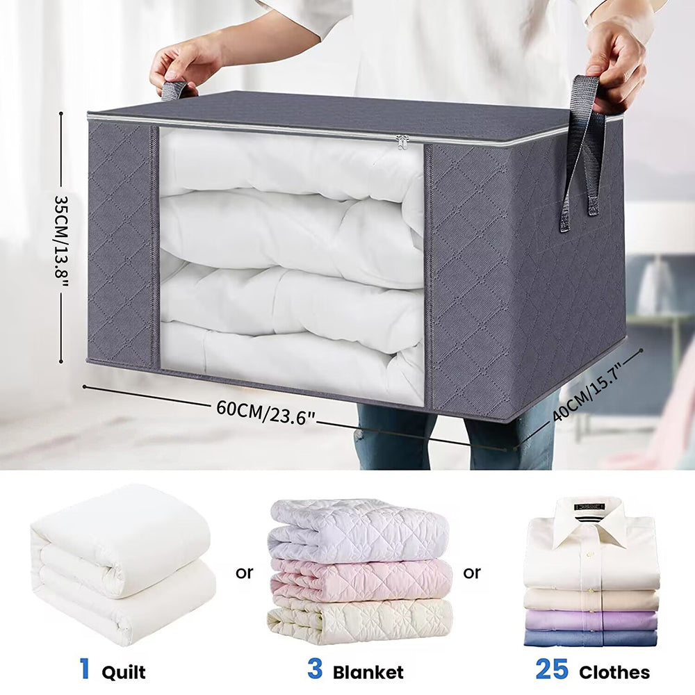 Foldable Blanket Storage, Large Capacity Clothes Storage Bag, Bedroom Closet Containers for Organizing