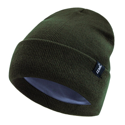 Autumn Winter Outdoor Knitted Hats Satin Lined JZML Letter Anti Static Beanie Hat New Style Plush H 5