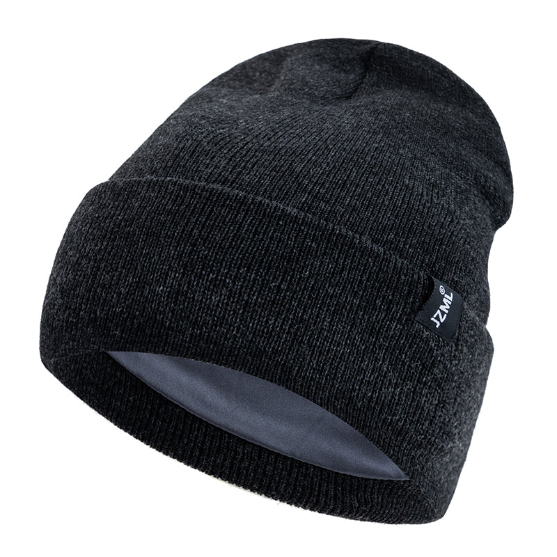 Autumn Winter Outdoor Knitted Hats Satin Lined JZML Letter Anti Static Beanie Hat New Style Plush H 7