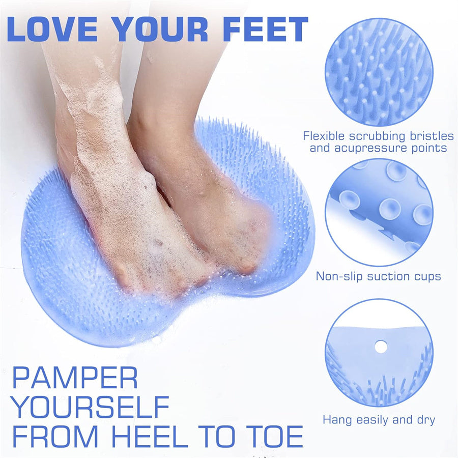 Back Washer Bath Wash Pad Exfoliating Shower Foot Scrubber Mat Wall Mounted Slip Suction Cups For C 3