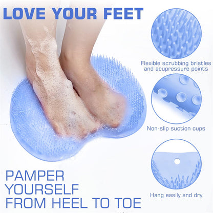 Back Washer Bath Wash Pad Exfoliating Shower Foot Scrubber Mat Wall Mounted Slip Suction Cups For C 3
