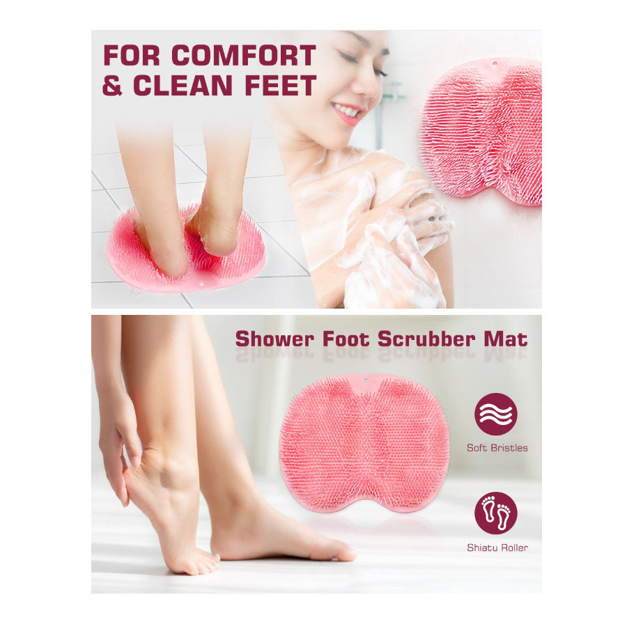 Back Washer Bath Wash Pad Exfoliating Shower Foot Scrubber Mat Wall Mounted Slip Suction Cups For C 5
