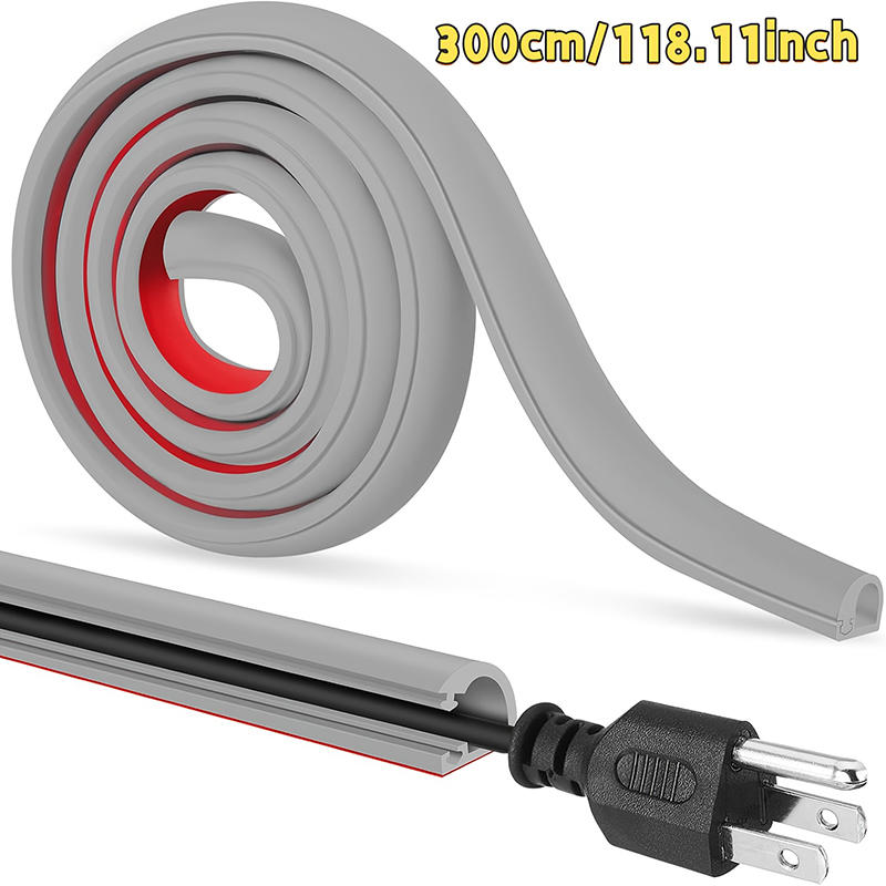 Meter Cord Management Channel, Invisible Decorative Wire Cover, Anti Step Protector, Adhesive Soft Cable Race Way