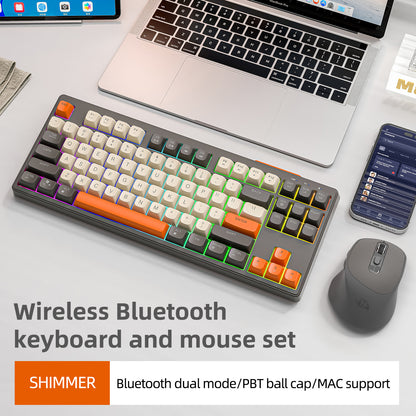 Wireless Keyboard Gaming Dual Mode Bluetooth Keyboard With Rainbow Light RGB PBT Ballcaps Silent Of 4