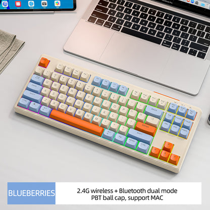 Wireless Keyboard Gaming Dual Mode Bluetooth Keyboard With Rainbow Light RGB PBT Ballcaps Silent Of 7