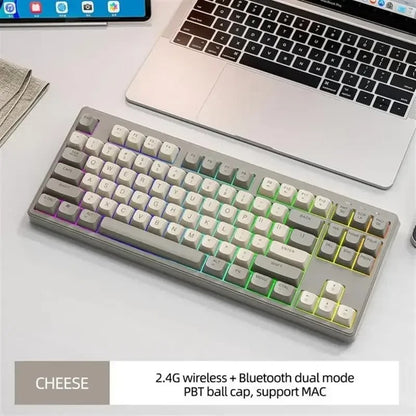 Wireless Keyboard Gaming Dual Mode Bluetooth Keyboard With Rainbow Light RGB PBT Ballcaps Silent Of 11