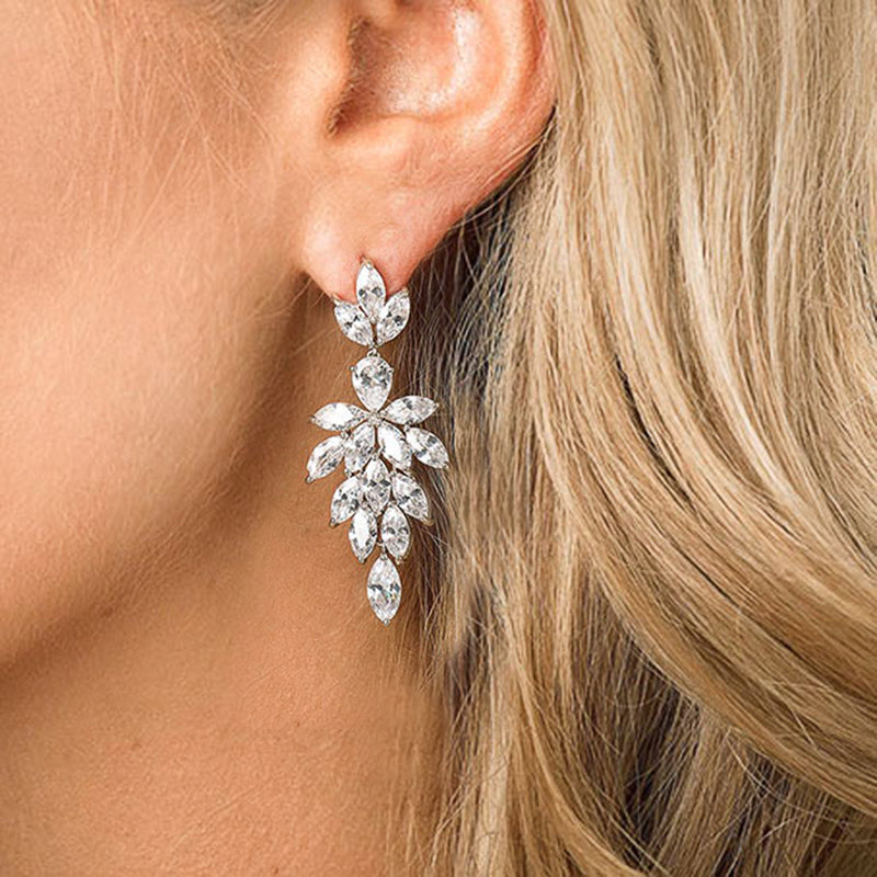 Zirconia Hanging Earrings Crystal, Huitan Luxury Marquise Cubic, Temperament Elegant Wedding Party Jewelry