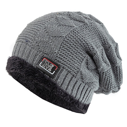 Fashion Letter Label Knitted Hats New Unisex Warm Winter Hat Lined Thick Ski Beanie For Men Women A 1