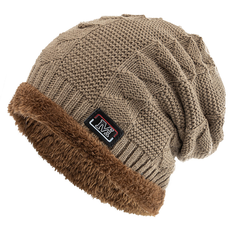Fashion Letter Label Knitted Hats New Unisex Warm Winter Hat Lined Thick Ski Beanie For Men Women A 8