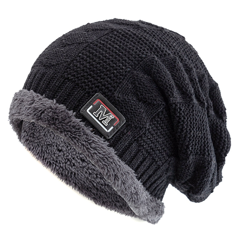 Fashion Letter Label Knitted Hats New Unisex Warm Winter Hat Lined Thick Ski Beanie For Men Women A 10