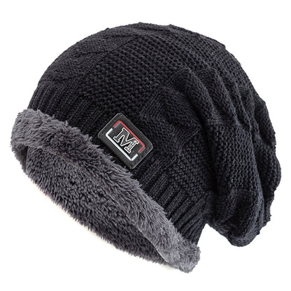 Fashion Letter Label Knitted Hats New Unisex Warm Winter Hat Lined Thick Ski Beanie For Men Women A 10