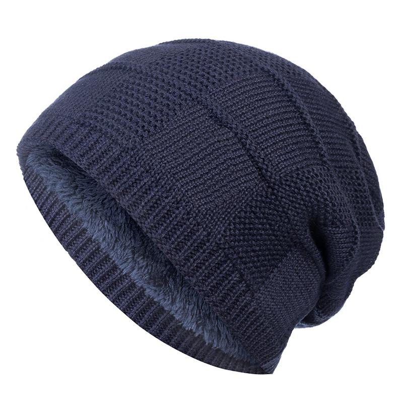 Unisex Plain Color Winter Hats Warm Ski Beanie Cap Men Women New High Quality Fur Lined Cotton Knit 6