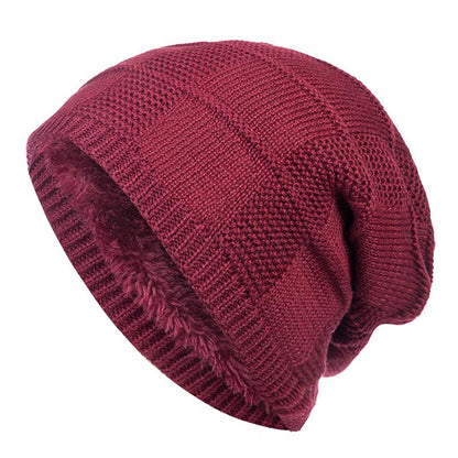 Unisex Plain Color Winter Hats Warm Ski Beanie Cap Men Women New High Quality Fur Lined Cotton Knit 9