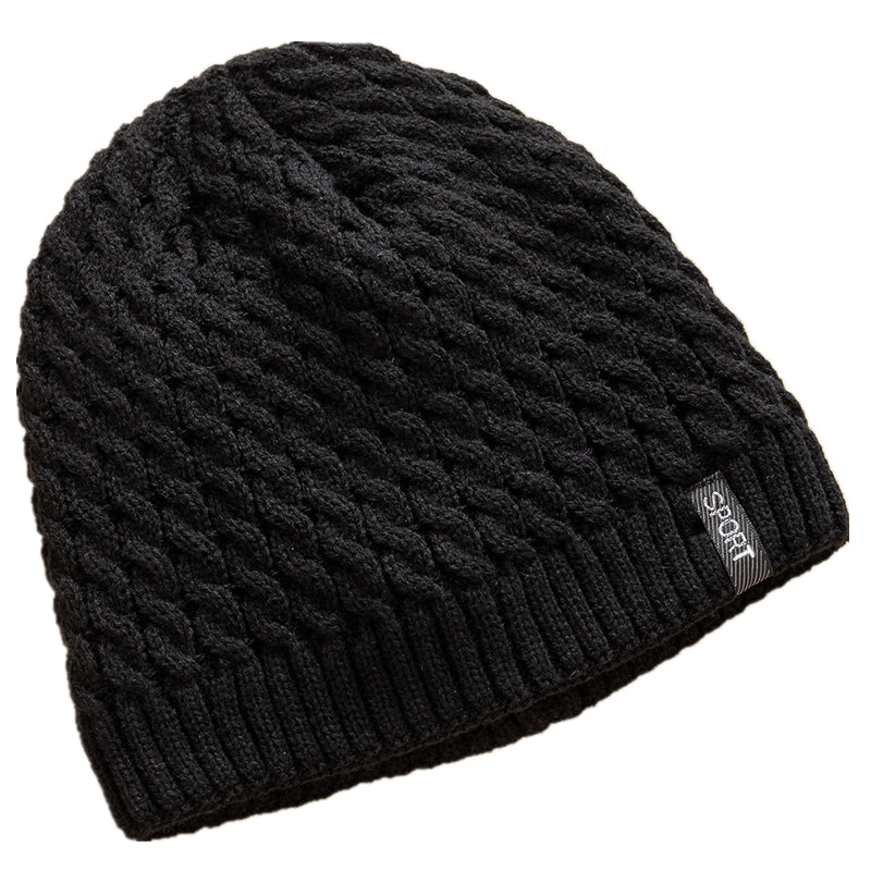 Fashion Autumn And Winter Beanie Unisex Sports Label Knitted Hat Add Fur Lined Warm Winter Cap Hats 2