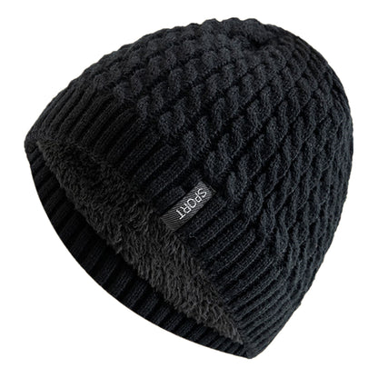 Fashion Autumn And Winter Beanie Unisex Sports Label Knitted Hat Add Fur Lined Warm Winter Cap Hats 6
