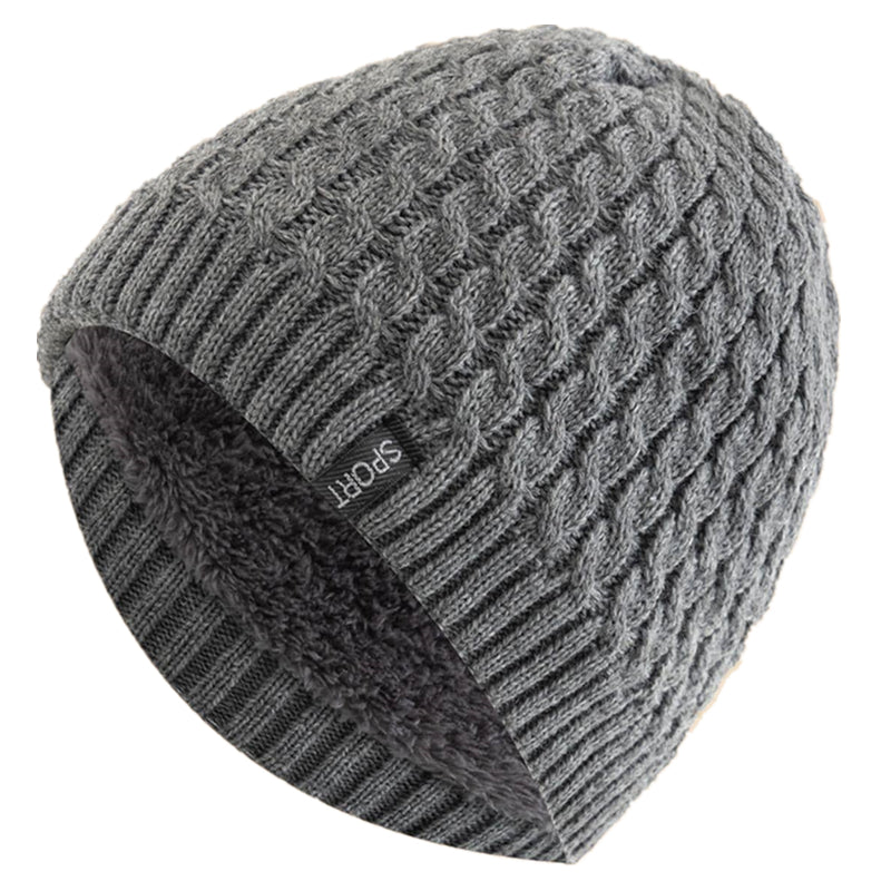 Fashion Autumn And Winter Beanie Unisex Sports Label Knitted Hat Add Fur Lined Warm Winter Cap Hats 7