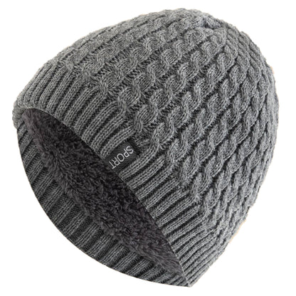 Fashion Autumn And Winter Beanie Unisex Sports Label Knitted Hat Add Fur Lined Warm Winter Cap Hats 7