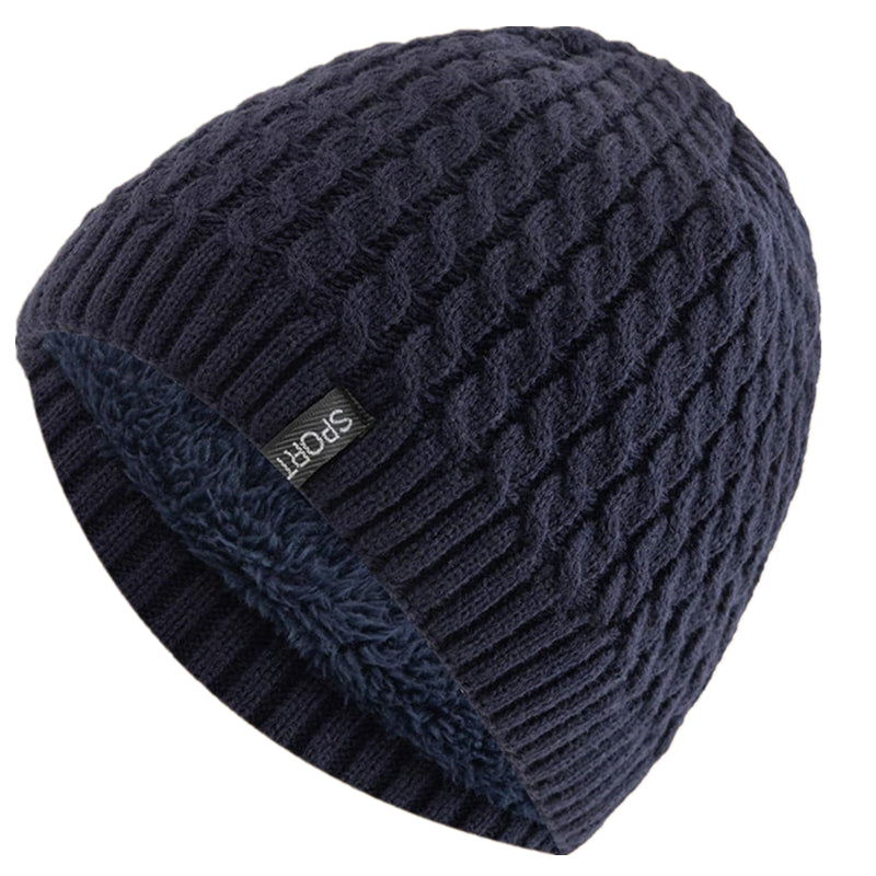 Fashion Autumn And Winter Beanie Unisex Sports Label Knitted Hat Add Fur Lined Warm Winter Cap Hats 8
