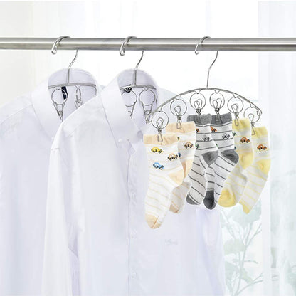 Folding Laundry Hanging Rack, Clothes Drying Hanger with Clips, Socks and Underwear Drying Holder