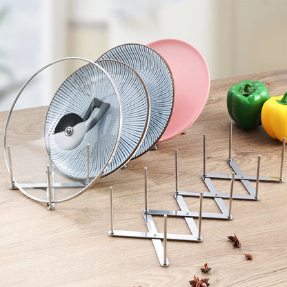 Retractable Foldable Stainless Steel Pot Lid Rack, Pan Lid Organizer Plate Dish Holder Shelf, Kitchen Gadgets Tableware