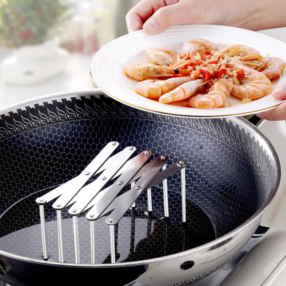 Retractable Foldable Stainless Steel Pot Lid Rack, Pan Lid Organizer Plate Dish Holder Shelf, Kitchen Gadgets Tableware
