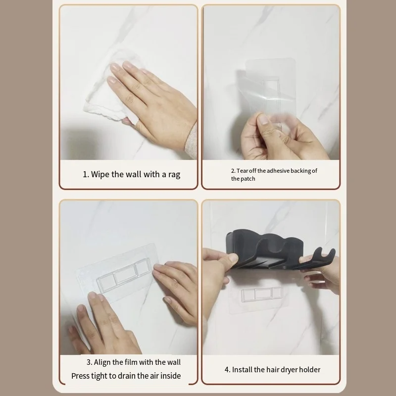 Hair Dryer Storage Rack, Wall Mounted Bracket for Bathroom, Non Perforated Air Duct Hanging Rack
