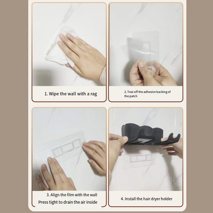 Hair Dryer Storage Rack, Wall Mounted Bracket for Bathroom, Non Perforated Air Duct Hanging Rack