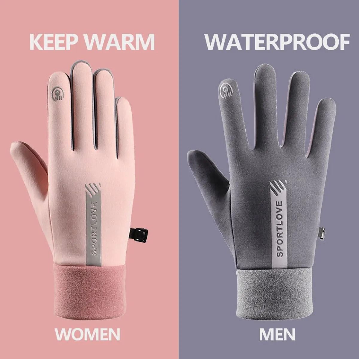 Women Winter Thermal Fleece Cycling Gloves Wind Waterproof 1