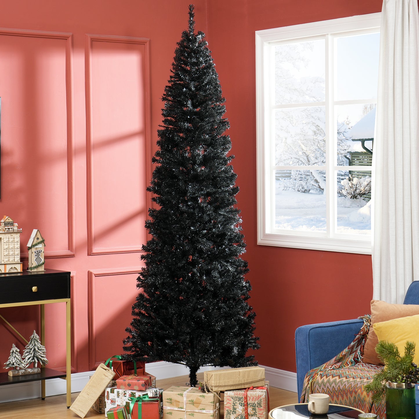 Artificial Christmas Tree Realistic Holiday Decoration Space Saving Modern Seasonal Look 1