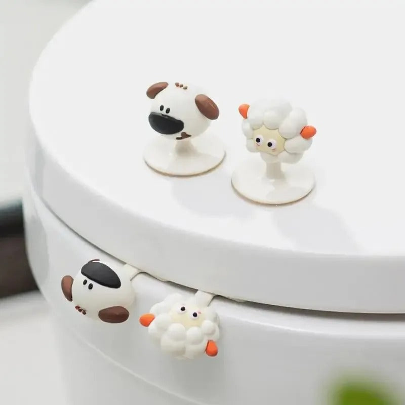 Portable Lovely Cartoon Toilet Lifting Device, No Punching Required, WC Handle, Anti-dirty Lid Lift Tool