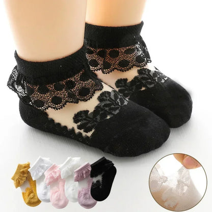 Ruffle Summer Baby Girl Socks Toddler Lace Flower Socks Mesh Socks For Little Girls 2