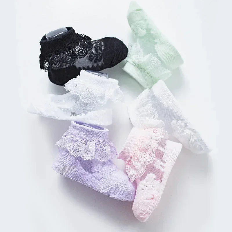 Ruffle Summer Baby Girl Socks Toddler Lace Flower Socks Mesh Socks For Little Girls 3