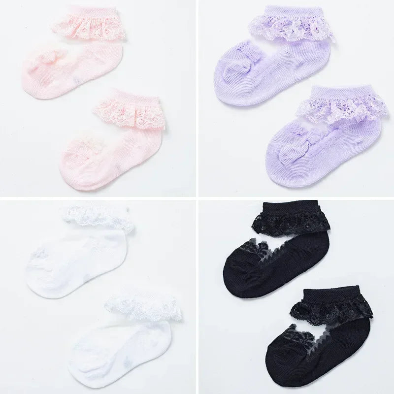 Ruffle Summer Baby Girl Socks Toddler Lace Flower Socks Mesh Socks For Little Girls 4