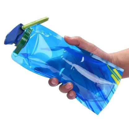 Flexible Reusable Travel Water Bottle, Soft Flask, Plastic Water Pouch
