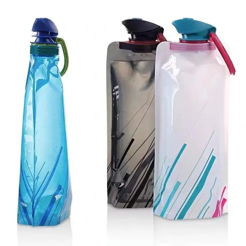 Flexible Reusable Travel Water Bottle, Soft Flask, Plastic Water Pouch