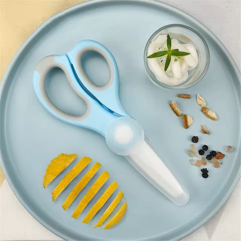 Ceramic Baby Food Scissors With Cutting Box Infant Feeding Aid And Kitchen Food Shear 2