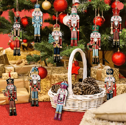 Nutcracker Holiday Wooden Decor Set 12 Pack