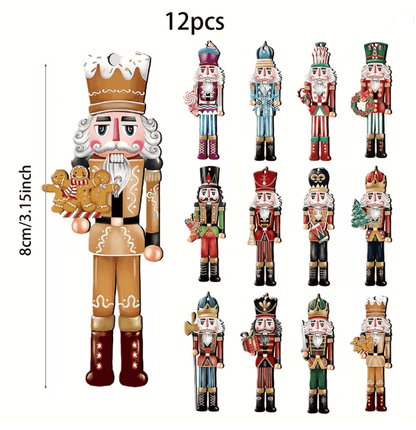 Nutcracker Holiday Wooden Decor Set 12 Pack 3