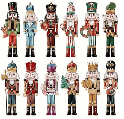 Nutcracker Holiday Wooden Decor Set 12 Pack 4
