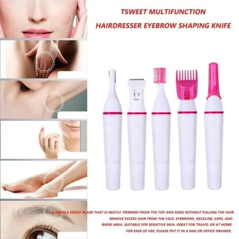 5 In 1 Women Epilator And Trimmer Set For Face Brows And Bikini Hair Removal 1