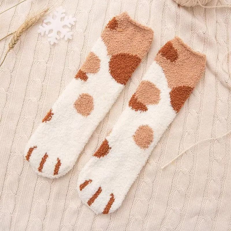 Women Winter Warm Fluffy Animal Paw Fuzzy Socks 11