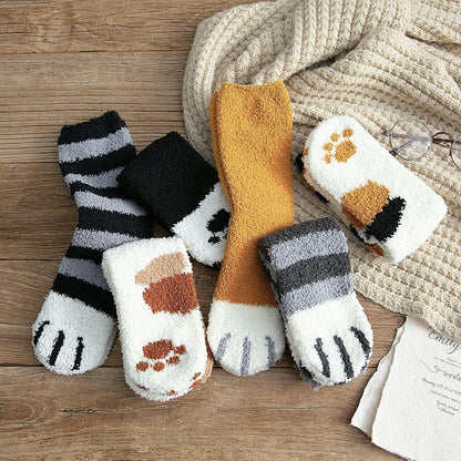 Women Winter Warm Fluffy Animal Paw Fuzzy Socks 1