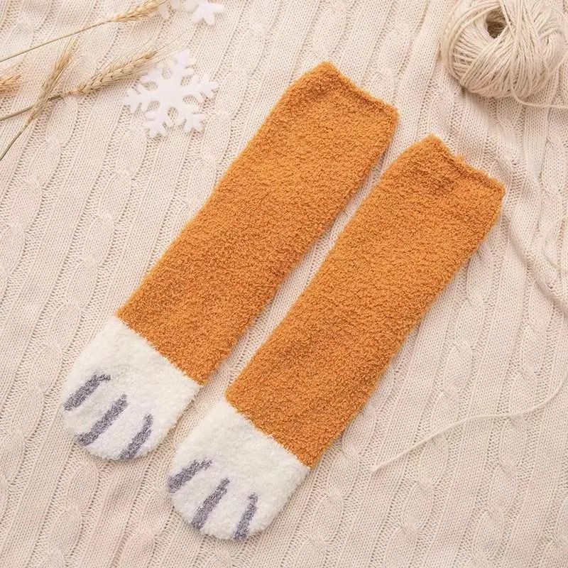 Women Winter Warm Fluffy Animal Paw Fuzzy Socks 8