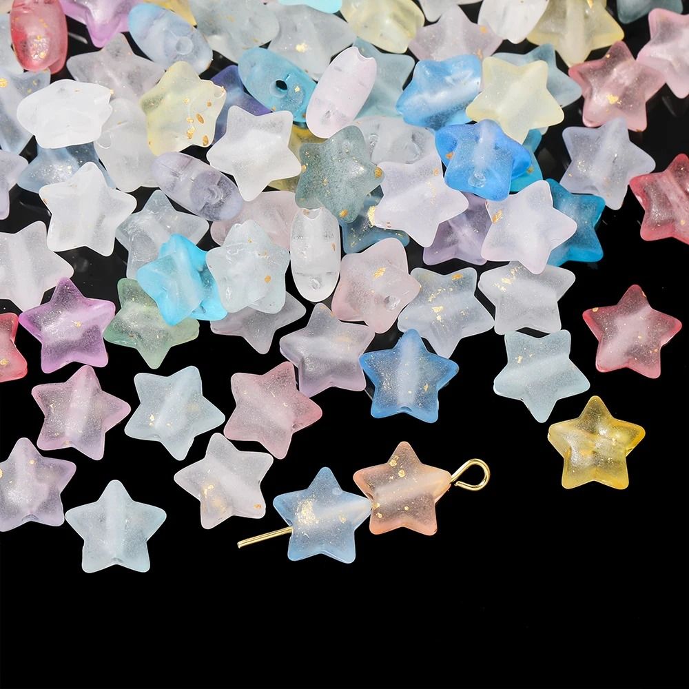 Acrylic Star Beads 10mm Sparkling DIY Jewelry Making Set 50 Pieces 11